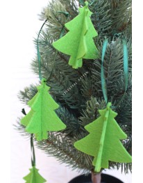 3D Felt Christmas Tree Ornament Set // Green